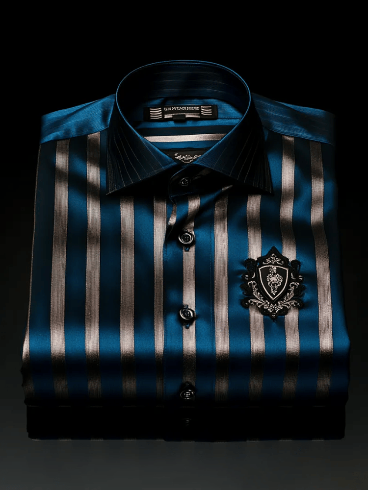 Men MAGNUM 1 Elegant Romantic Striped Long Sleeve Shirt