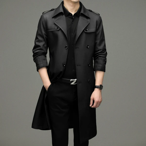 Men MAGNUM Legacy Double-Breasted Trench Long Coat - Image 3