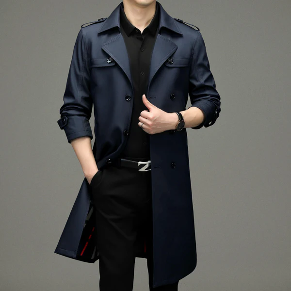 Men MAGNUM Legacy Double-Breasted Trench Long Coat