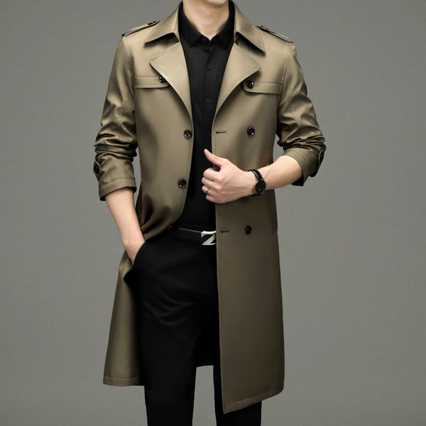Men MAGNUM Legacy Double-Breasted Trench Long Coat - Image 7