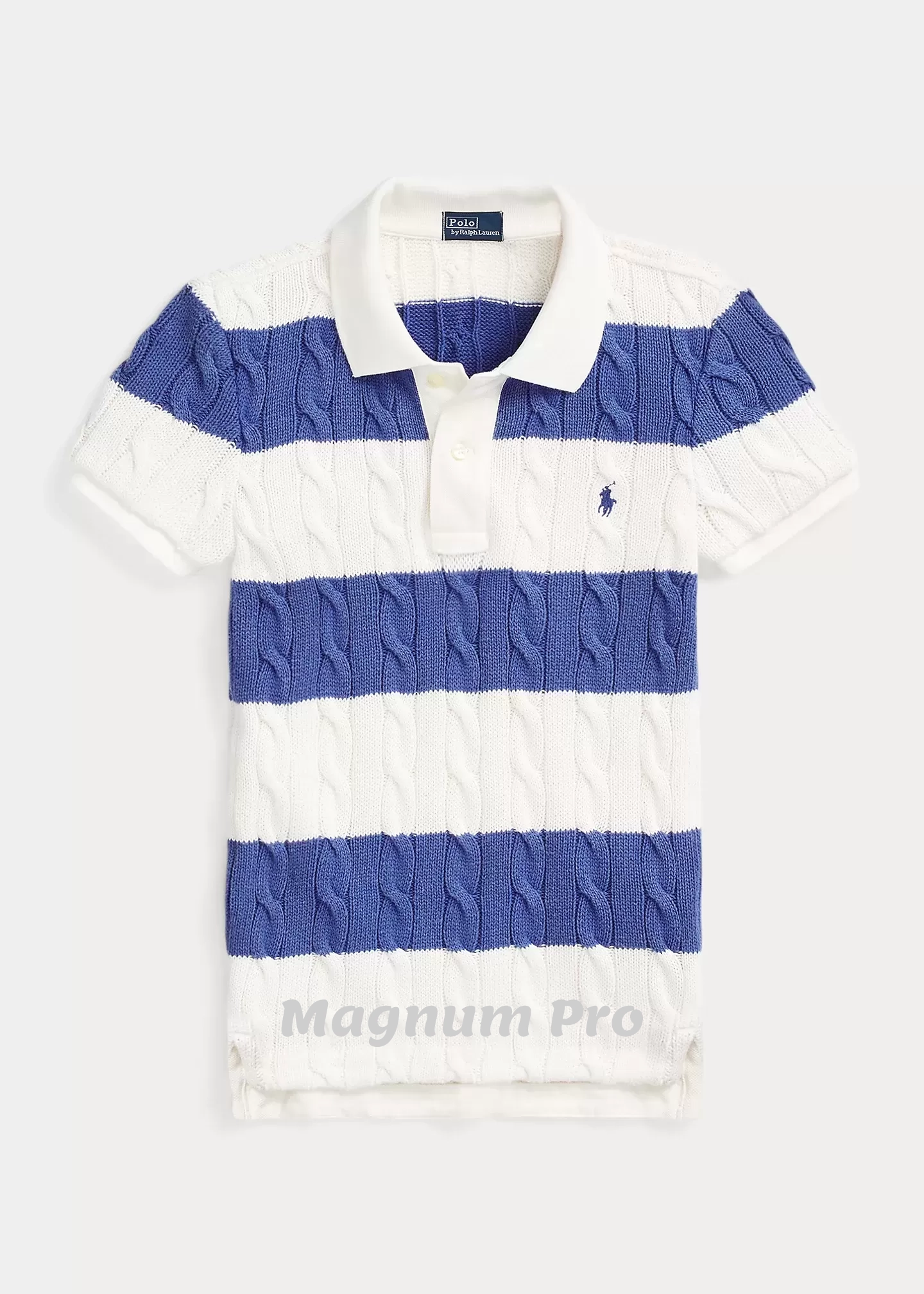 Women Polo MAGNUM Slim Fit Cable-Knit Polo Shirt - Image 5