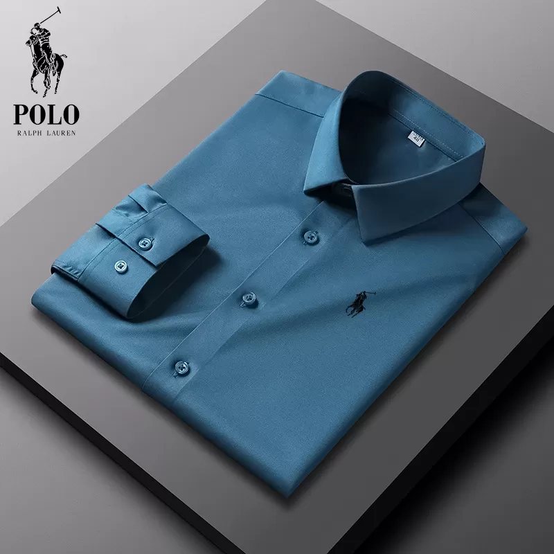 Ralph Lauren Men Cotton Basic Denim Long Sleeve Shirt - Image 7