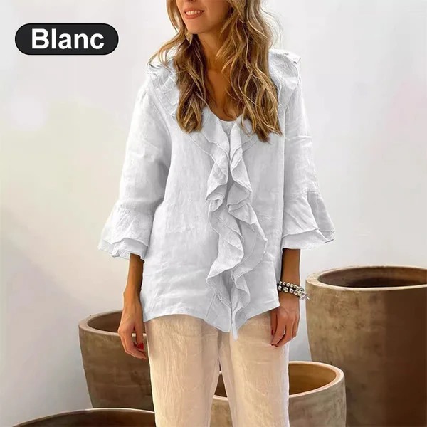 Women MAGNUM Elegant Ruffle V-Neck Casual Top - Image 7