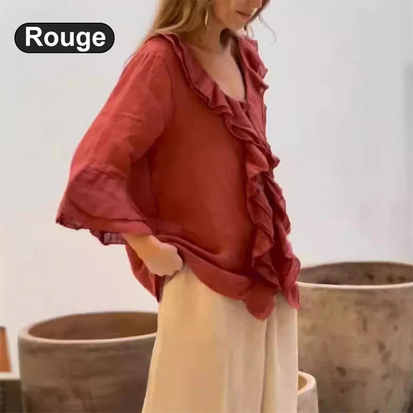 Women MAGNUM Elegant Ruffle V-Neck Casual Top - Image 2