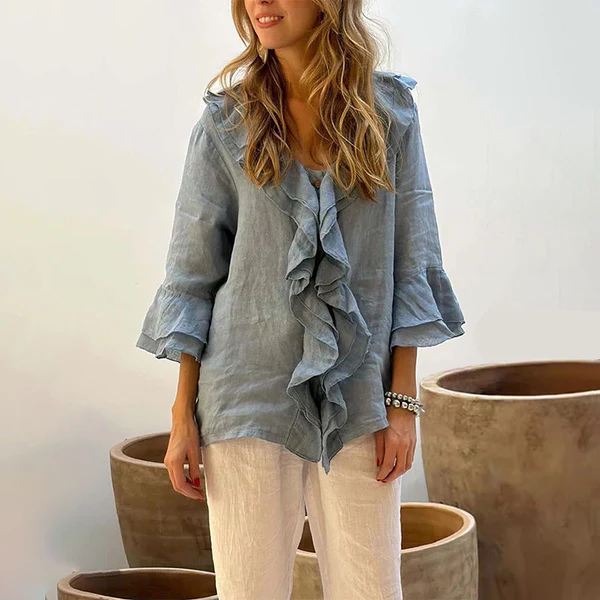 Women MAGNUM Elegant Ruffle V-Neck Casual Top - Image 13