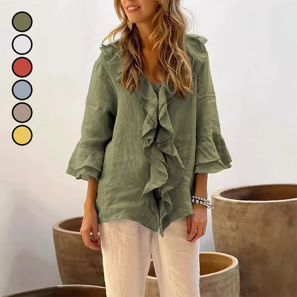 Women MAGNUM Elegant Ruffle V-Neck Casual Top - Image 11