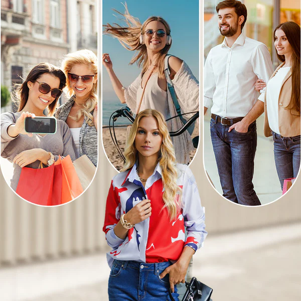 Women MAGNUM Printed Lapel Collar Button Down Long Sleeve Shirt - Image 4