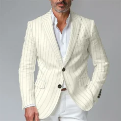 Men MAGNUM Business Peak Lapel Two Button Pinstripe Blazer