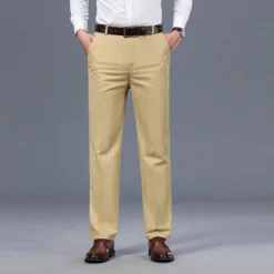 Men MAGNUM Business Solid Color Slant Pocket Straight Leg Pants