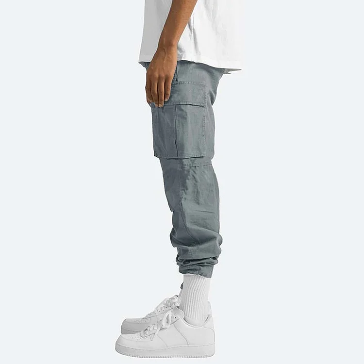 Men MAGNUM Fashion Solid Drawstring Multi-pocket Straight Leg Cargo Pants - Image 5