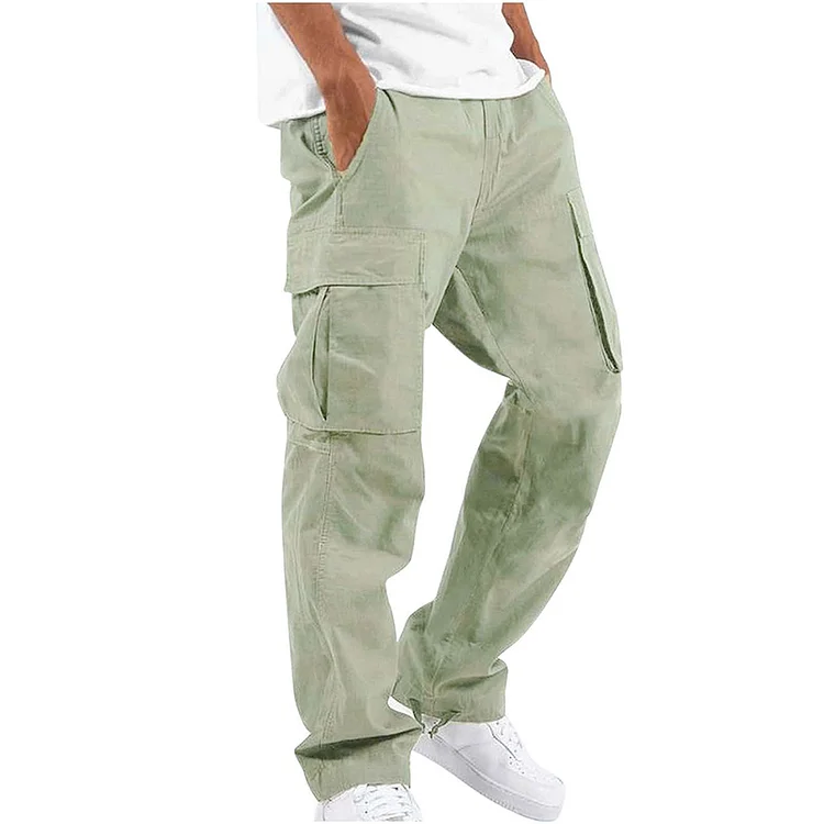Men MAGNUM Fashion Solid Drawstring Multi-pocket Straight Leg Cargo Pants - Image 4