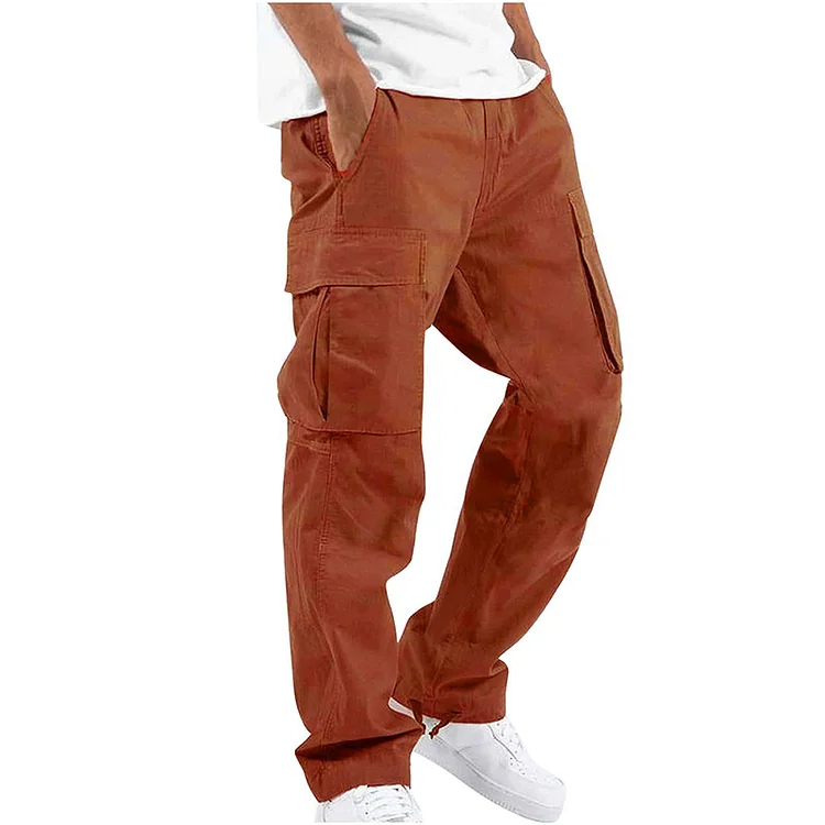 Men MAGNUM Fashion Solid Drawstring Multi-pocket Straight Leg Cargo Pants - Image 3