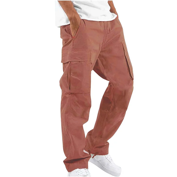 Men MAGNUM Fashion Solid Drawstring Multi-pocket Straight Leg Cargo Pants - Image 12