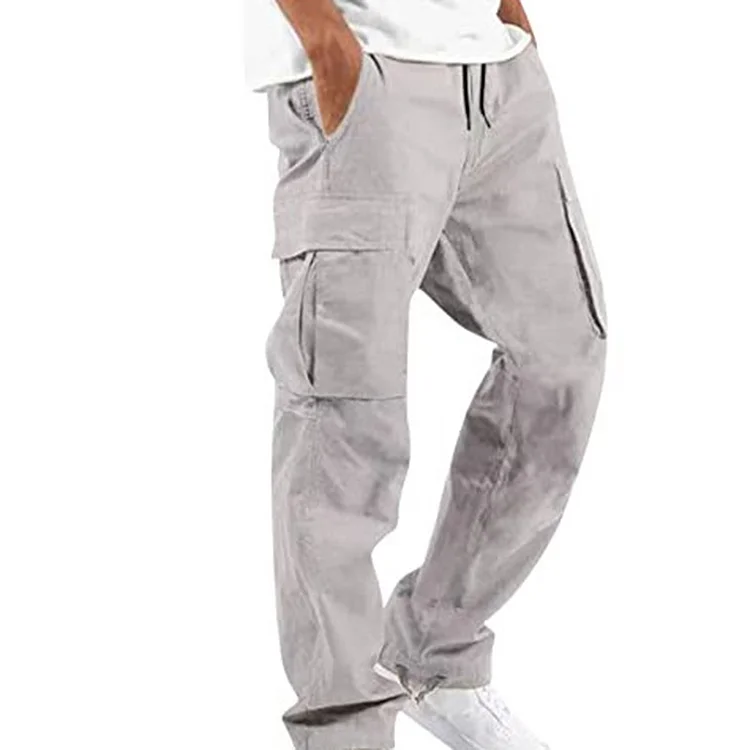 Men MAGNUM Fashion Solid Drawstring Multi-pocket Straight Leg Cargo Pants - Image 7